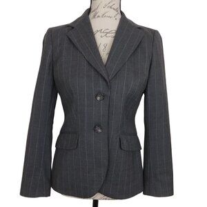 Ann Taylor | Wool Pin Stripe Blazer Jacket Gray Lavender | Size 4P